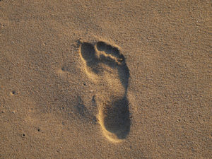 Footprint in the sand in Lanzarote