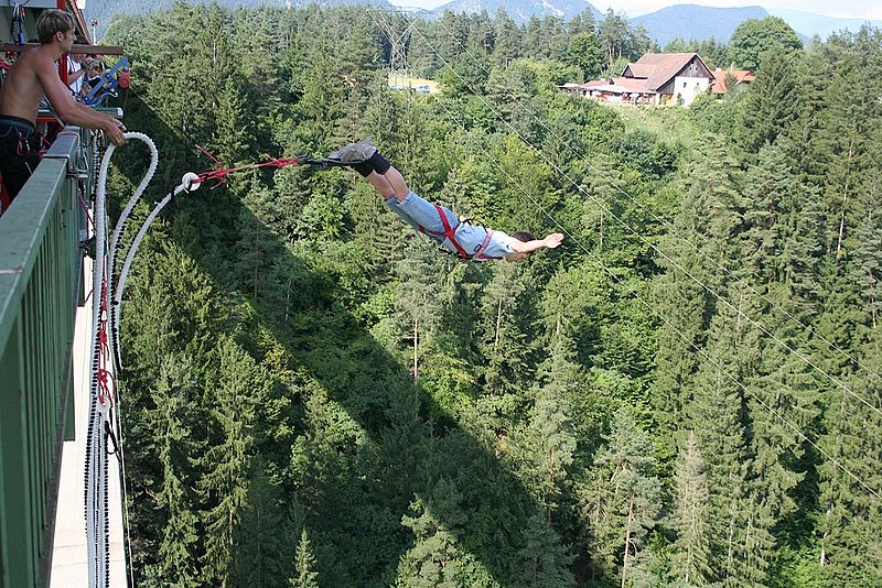 Bujee jumping off a bridge