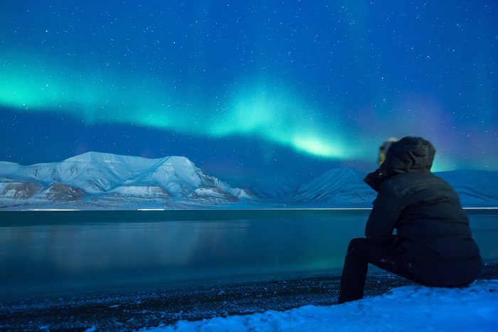 Svalbard Kayaing Northern Lights